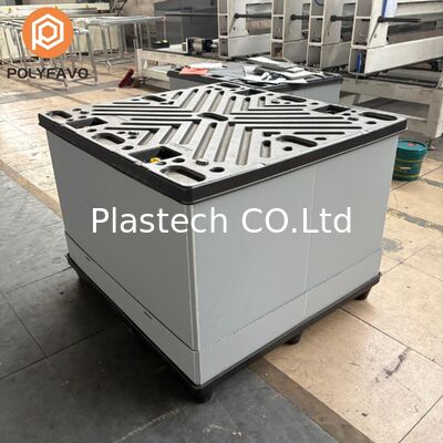  Collapsible Pallet Box Custom Color Logo, Panel Thickness 10mm 12mm, Stackable Foldable Bulk Box with Lid and Base