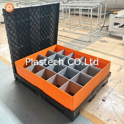 Custom Drawing Design Collapsible Bulk Box, 10mm 12mm Wall Thickness 500kg Static Load, Foldable Stackable with Lid and Base