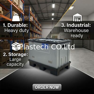 Returnable Pallet Box, Collapsible Bulk Container 10mm 12mm Wall Thickness, 500kg Static 300kg Dynamic Load Custom Color