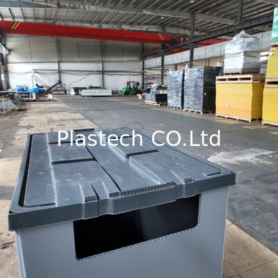  Stackable Plastic Crates for Warehouse Storage, Collapsible Pallet Container Custom Cutouts, 300kg Dynamic Load